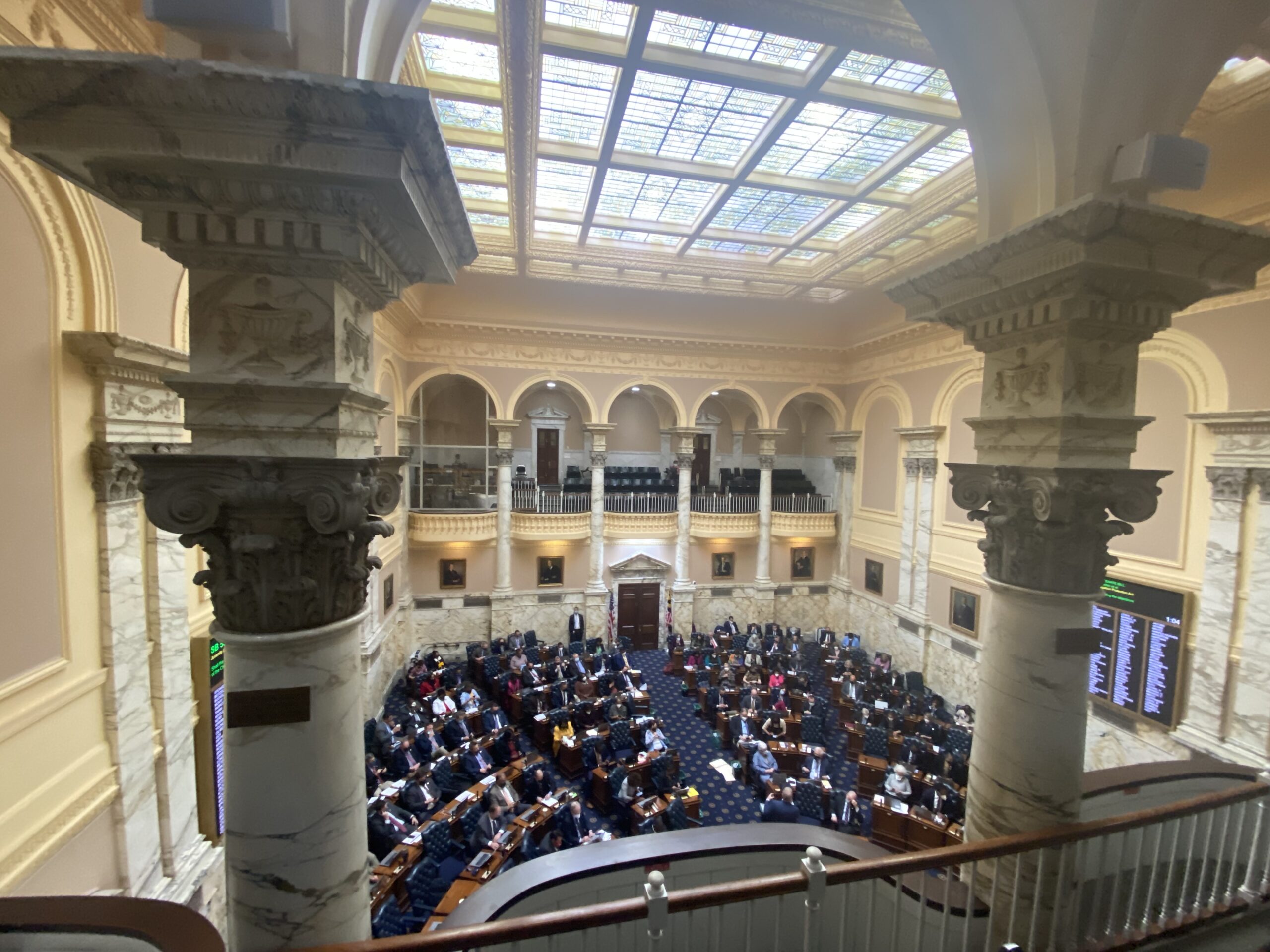 The House of Delegates chamber as seen from the gallery.