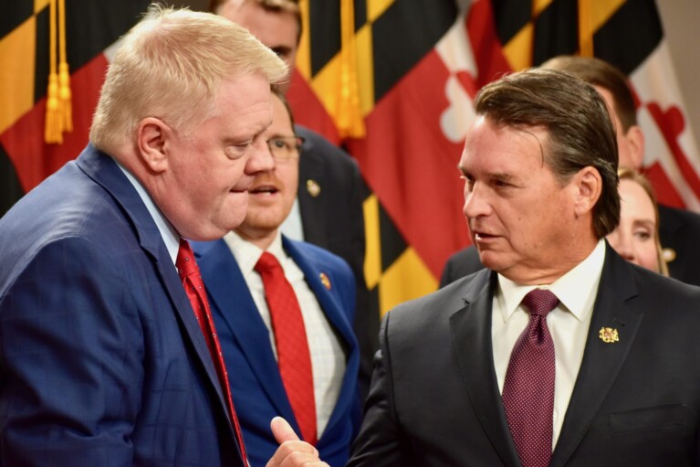 Del. Jason Buckel (R-Allegany) and Sen. Stephen S. Hershey Jr. (R-Upper Shore), the leaders of the Republicans in the House and Senate respectively. File photo by Bryan P. Sears.